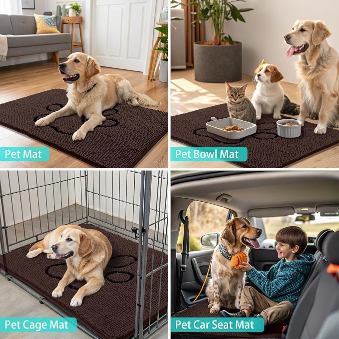Smiry Dog Door Mat for Muddy Paws, Absorbent Dirt Trapper Non Slip Quick Dry