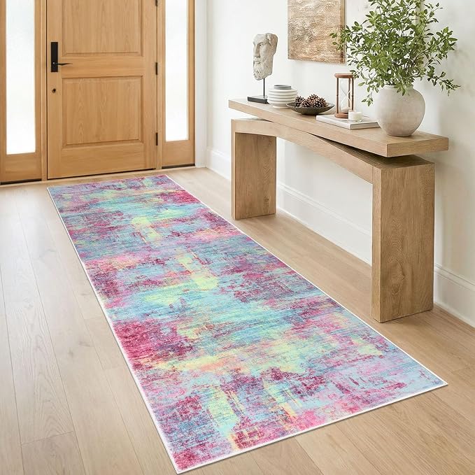 IOHOUZE Abstract Runner Rug 3x8 Ft Washable Runners