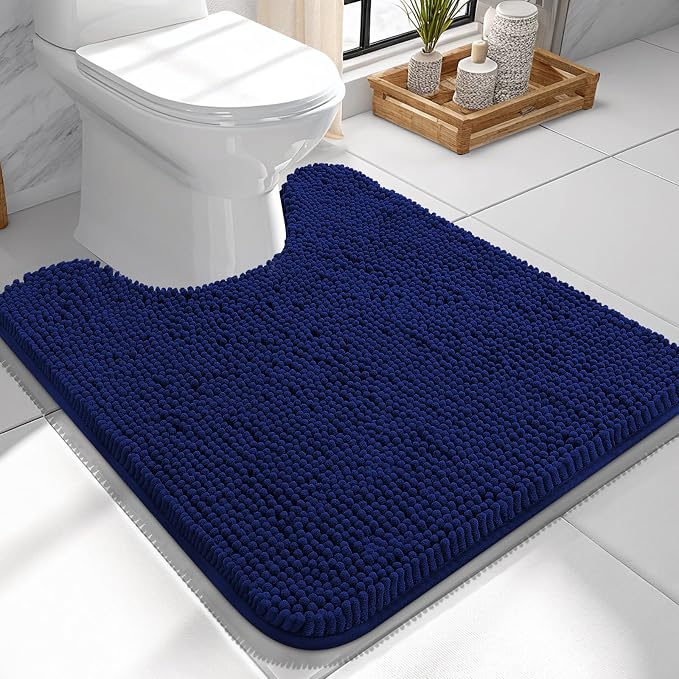 OLANLY Toilet Rugs U-Shaped 24x24, Extra Soft Absorbent Chenille Contour