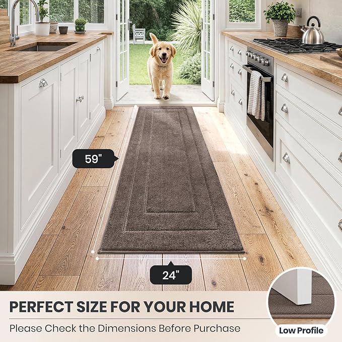 PURRUGS Dirt Trapping Door Mat 24" x 59", Non-Slip/Skid Machine Washable