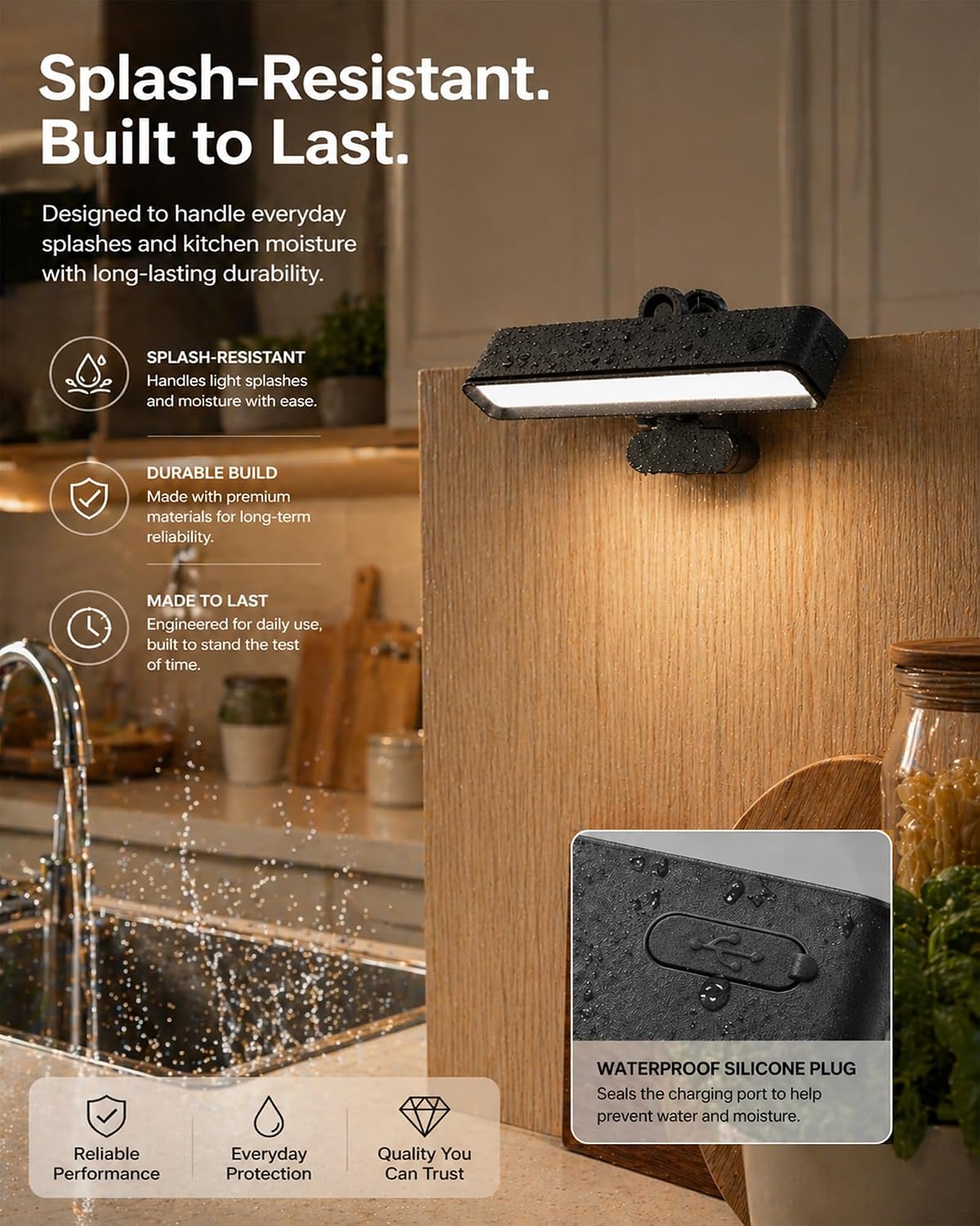 6000mAh Rechargeable Clip on Light, LED Reading Light for Bed/Desk, 3 Color Modes & Stepless Dimming, Portable Clamp Lamp with 360 Degree Adjustment, Battery Operated Work Light for Home Office, Black