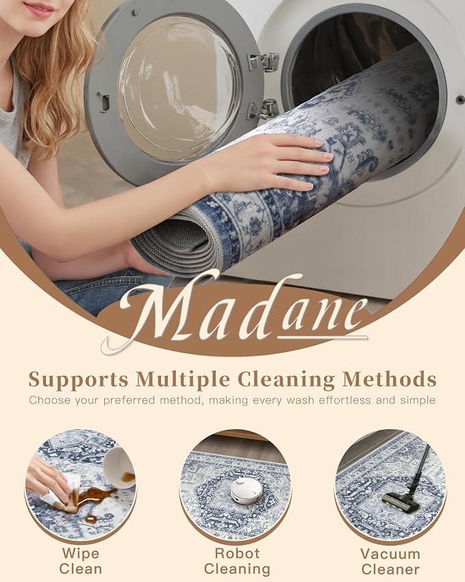 Madane Washable Runner Rug 2x6, Ultra-Thin Non-Slip Non-Shedding Hallway Runner