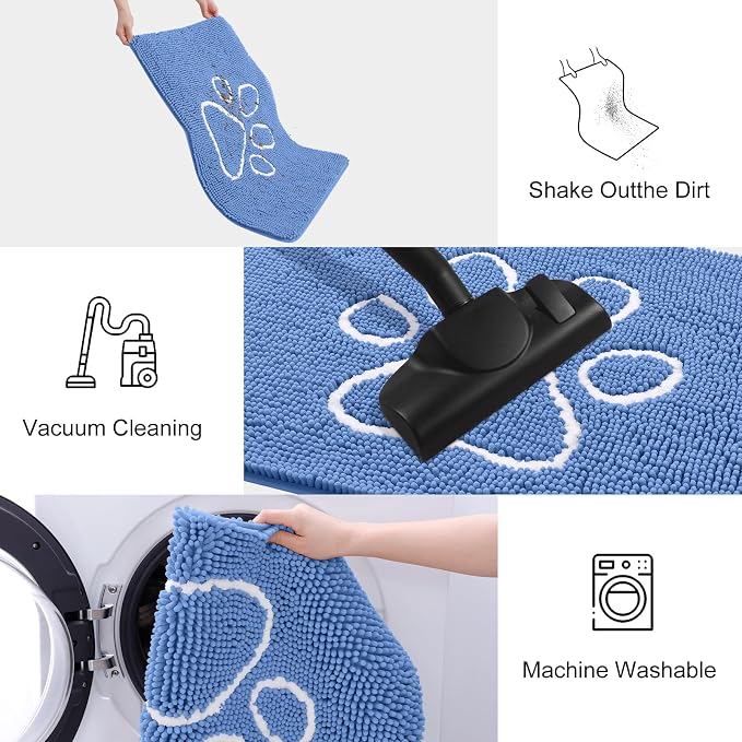 Smiry Dog Door Mat for Muddy Paws, Absorbent Dirt Trapper Non Slip Quick Dry