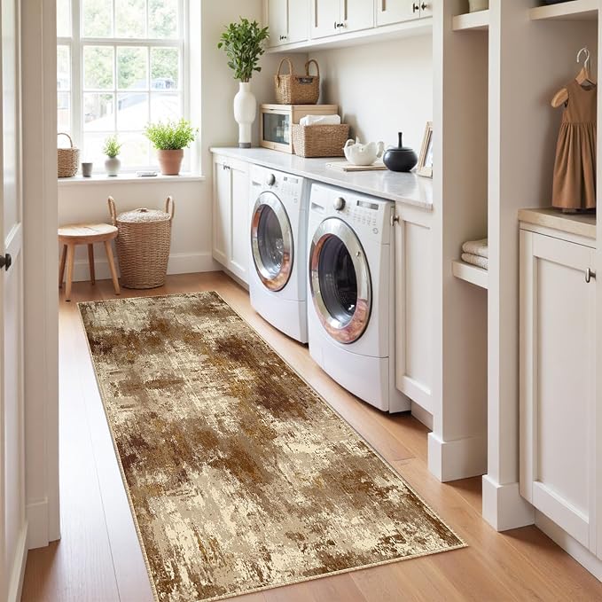 RELEANY Washable Area Rugs 2'x6' Non-Slip Modern Abstract Soft