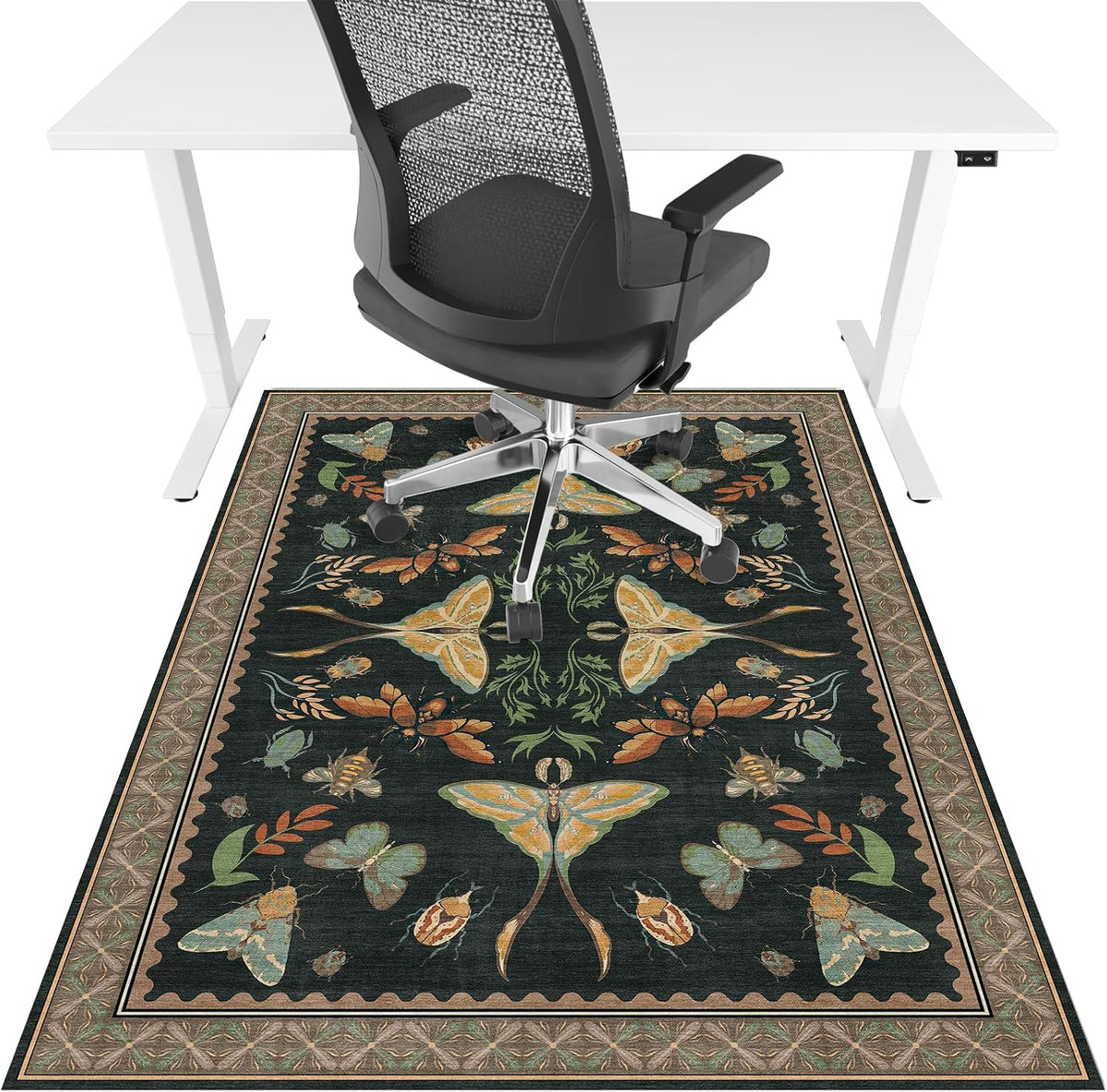 Office Chair Mat for Hardwood Floor & Tile Floor,36"x48"-Colorful Insects