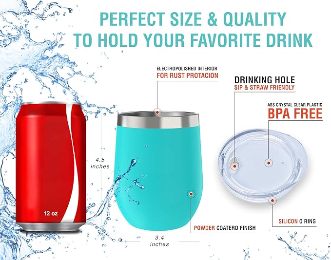 CHILLOUT LIFE 12 oz Stainless Steel Wine Tumbler