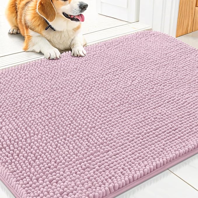 Smiry Dog Door Mat for Muddy Paws 30x20, Absorbent Dirt Trapper, Non-Slip