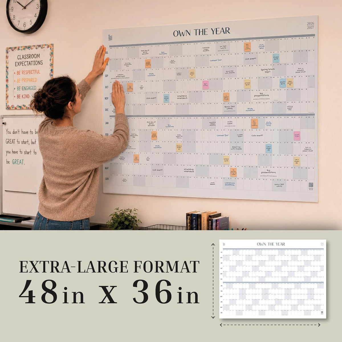 2026-2027 Academic Giant Dry Erase Wall Calendar | 4ft x 3ft Full Year View