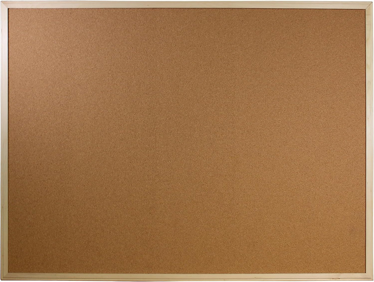 Flipside Products 36" x 48" (3' x 4') Large Cork Bulletin Board, Natural Wood Framed, Message and Vision Board, Memo Pin, Hanging Wall Mounted