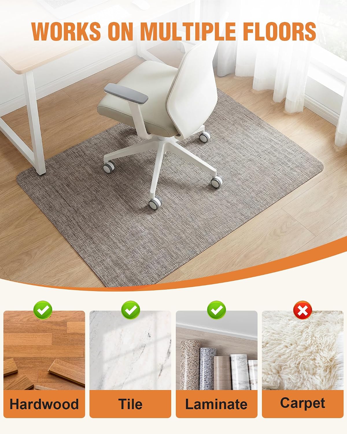 Carvapet 36 x 48 Office Chair Mat for Carpet Hardwood Floor Protector Rug