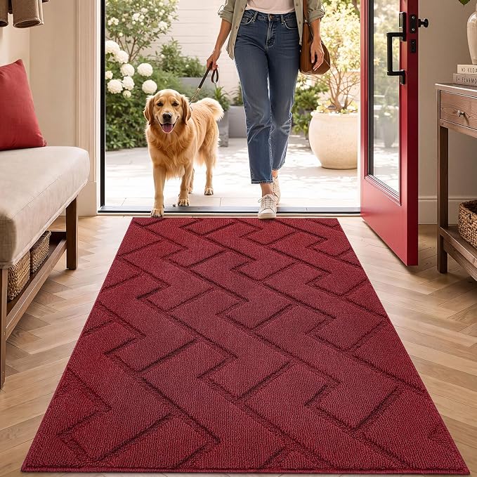 hicorfe Indoor Door Mat, Non Slip Door Mats, Absorbent Resist Dirt Entrance
