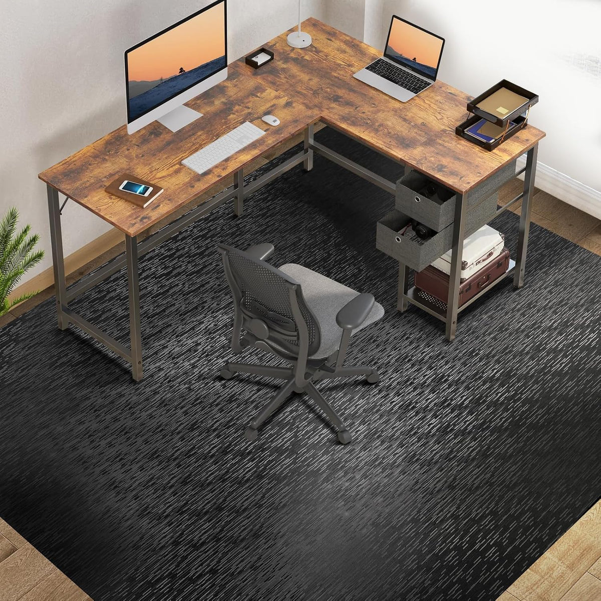 Office Chair Mat, TYDLE 59"x75" Large Chair Mat for Hard Floor, Vinyl Mat for Gaming Chairs, Slip Resistant Rolling Computer Under Desk Mat for Hardwood Floor, Black