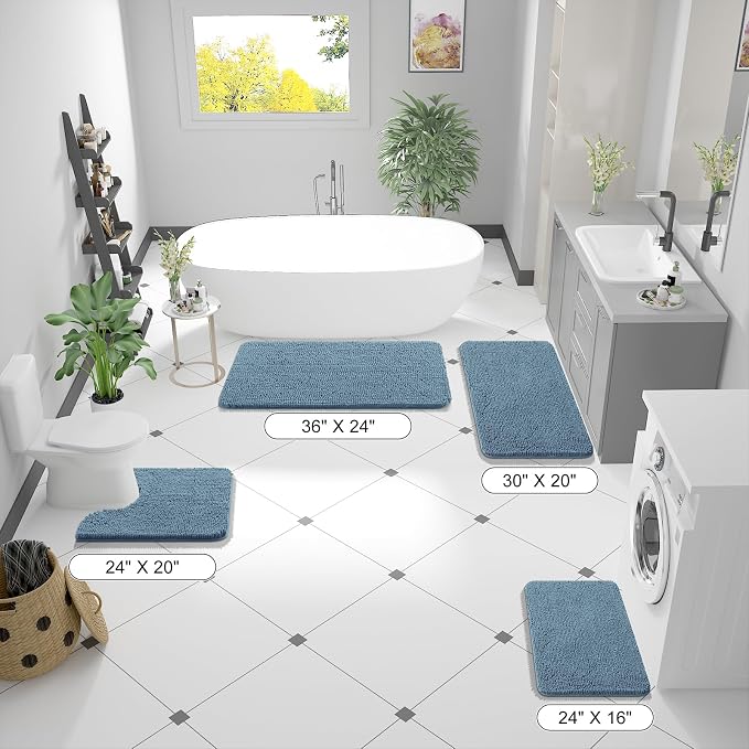 OLANLY Small Bathroom Rugs 24x16, Extra Soft Absorbent Chenille Bath Rugs