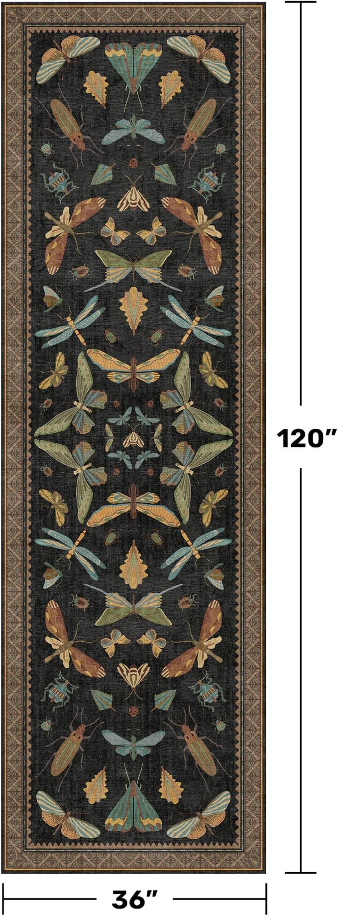 Green and Black 3x10 Wide Washable Runner Rugs