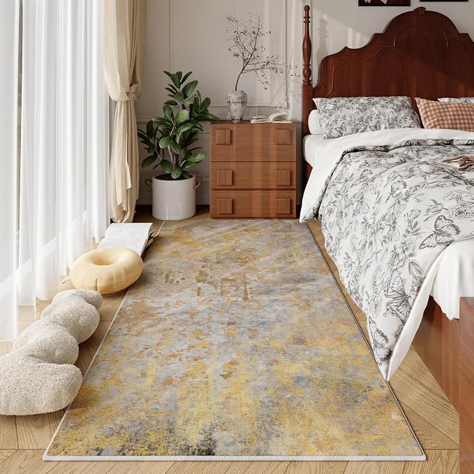 Beige Gold Rug Runners for Hallways Kitchen Non Slip Washable 2x6 Entryway
