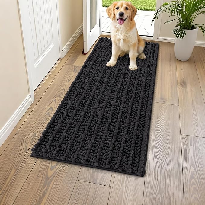 Smiry Dog Door Mat for Muddy Paws 47x17, Absorbent Dirt Trapper, Non-Slip