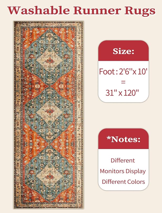 SERISSA Boho Washable Runner Rug