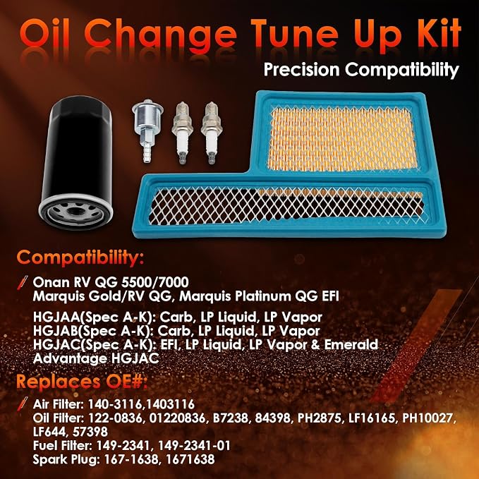 Tune Up Kit 140-3116 Air Filter, 122-0836 Oil Filter & Fuel Filter