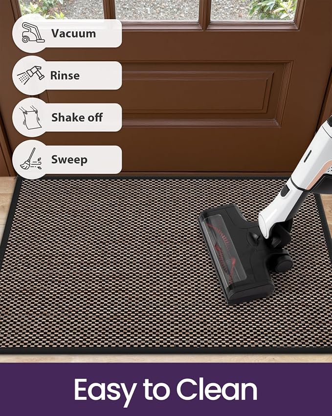 DEXI Ultra Thin Entryway Indoor Door Mat 17x30, Non Slip Rubber Backing Inside