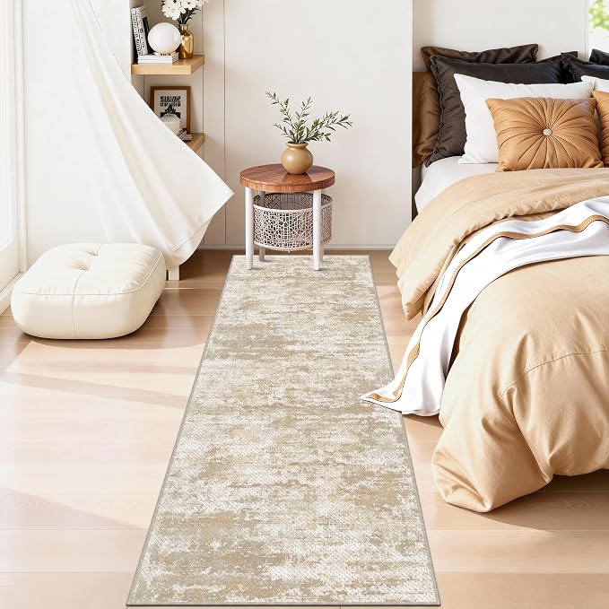 Abstract Washable Runner Rug 2x6, Hallway Rug Non-Slip, Woven Non-Shedding Thin