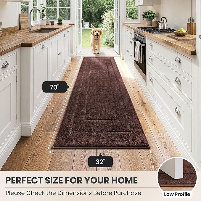 PURRUGS Dirt Trapping Door Mat 32" x 70", Non-Slip/Skid Machine Washable
