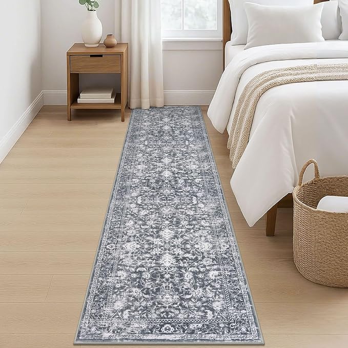 KILOCOCO Hallway Runner 2x8 Rug Runner Printed Vintage Floral Washable Kitchen