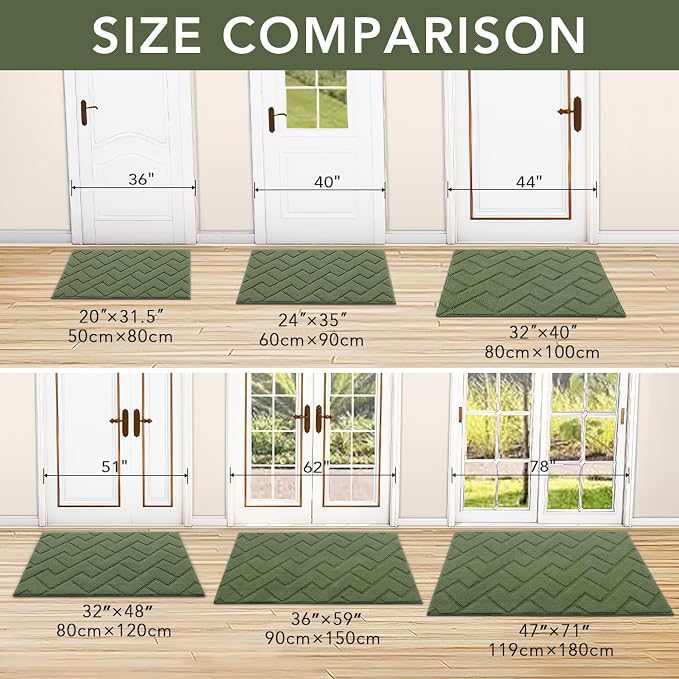 hicorfe Indoor Door Mat, Non Slip Door Mats, Absorbent Resist Dirt Entrance