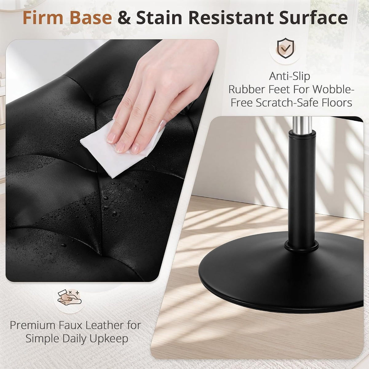 LUE BONA Adjustable Office Foot Rest Under Desk, Vanity Saddle Stool, Black