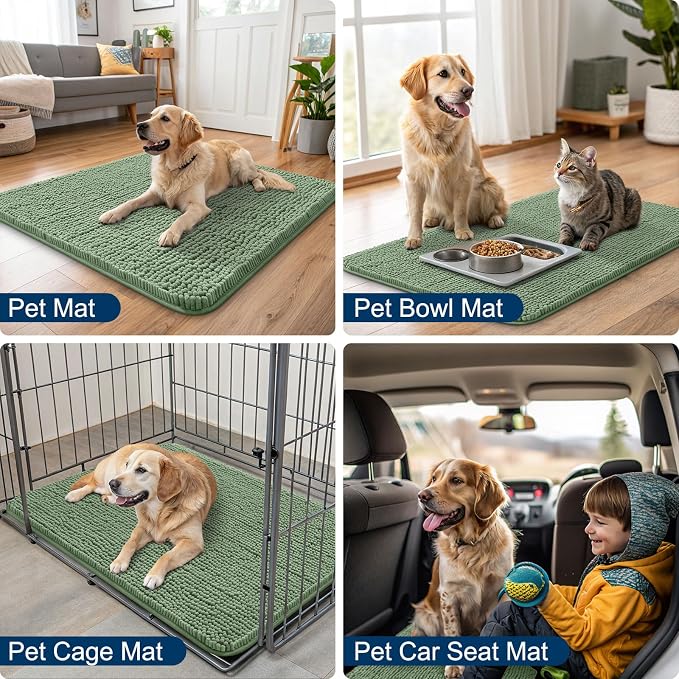 Smiry Dog Door Mat for Muddy Paws 70x24, Absorbent Dirt Trapper, Non-Slip