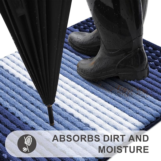 Kitinjoy Indoor Outdoor Door Mat, 30x17 Non-Slip Absorbent Dirt Trapper