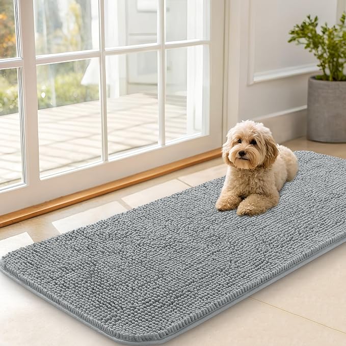OLANLY Dog Door Mat for Muddy Paws 47x20, Absorbs Moisture and Dirt, Absorbent