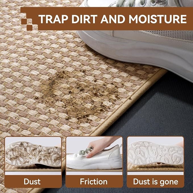Front Door Mat 17''x30'', Absorbent Dirt Resist Washable Non Slip Low-Profile