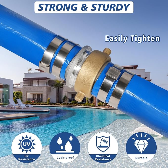1.5" x 100 ft Backwash Hose for Swimming Pools, Heavy Duty PVC Lay Flat Water