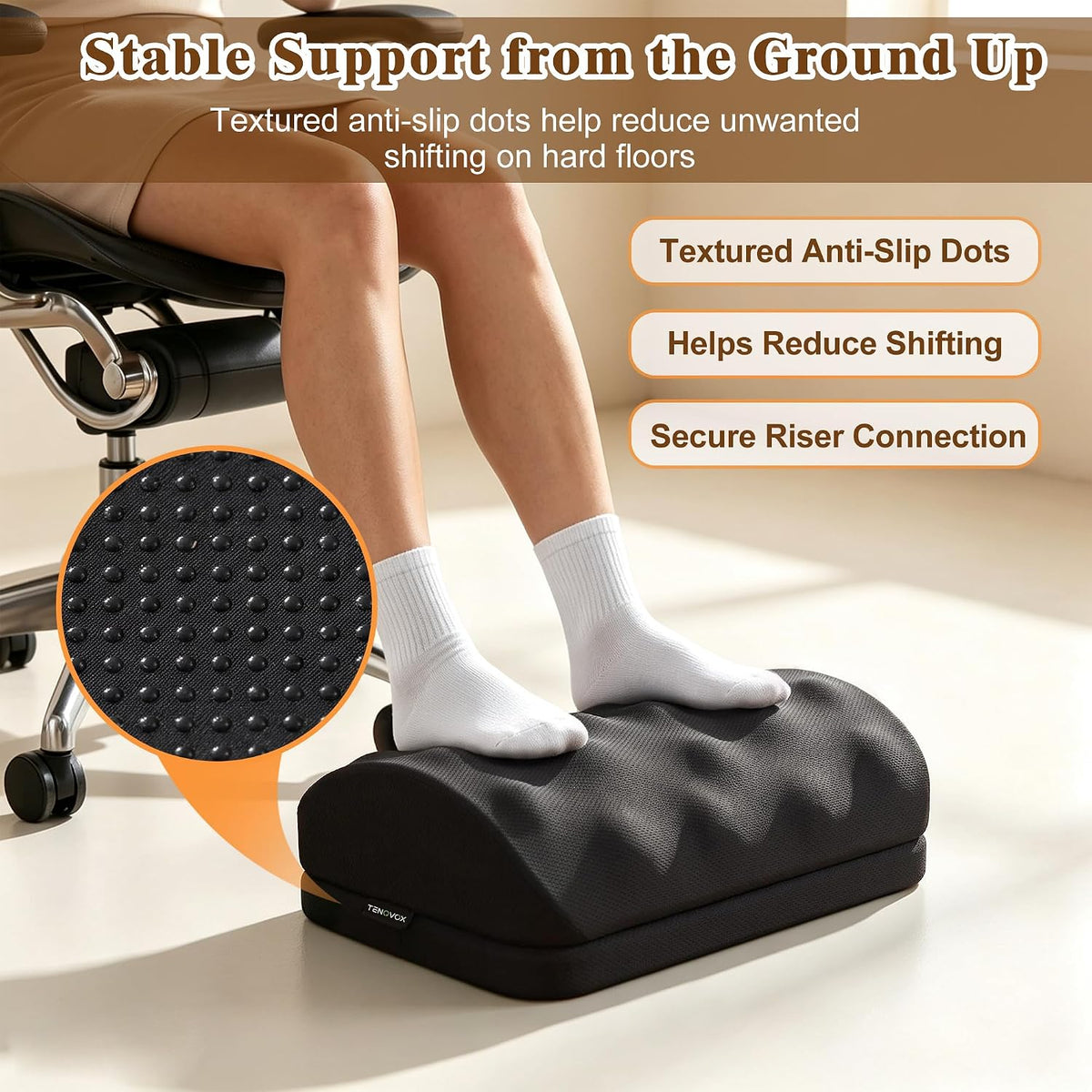 Memory Foam Foot Rest for Under Desk at Work with Washable Cover