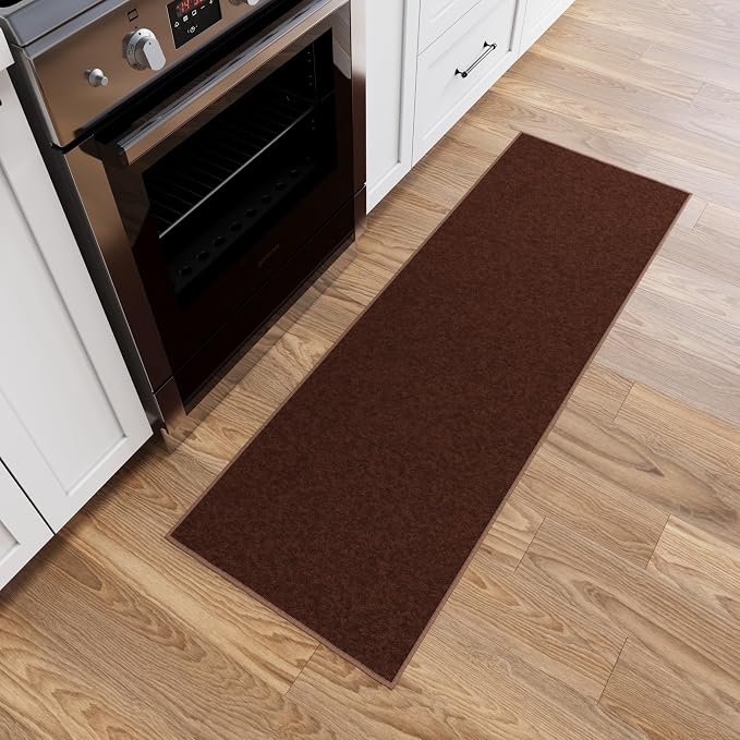Ottomanson Hallway Runner Rug 20" x 53" Non Slip Solid Area Rugs Easy to Clean