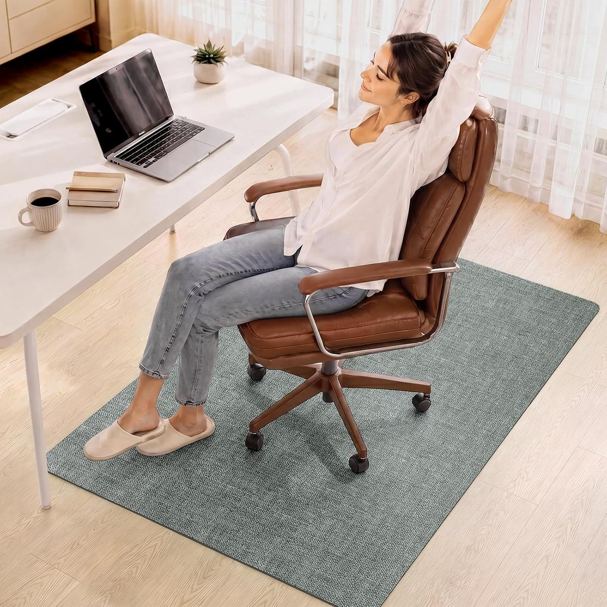 YDKGL Office Chair Mat for Hardwood Floor Non Slip Protector Grey 35"x53"
