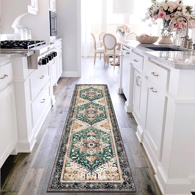 Yamaziot Washable Runner Rug, 2x8 Non-Slip Boho Vintage Hallway Rug Runner