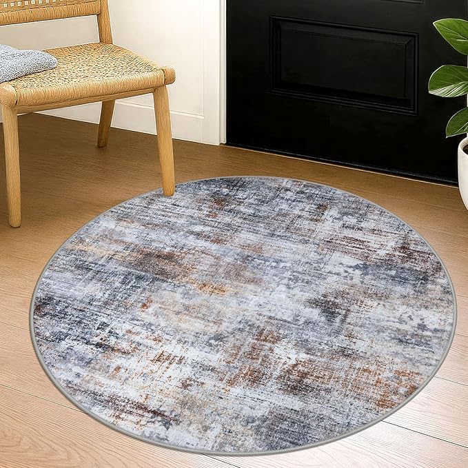 IOHOUZE Round Area Rug 3 Ft Circle Entryway Rugs Round Washable Door Mat Indoor