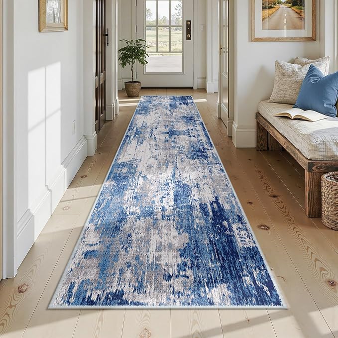 RELEANY Washable Area Rugs 2'6"x12 Non-Slip Modern Abstract Soft