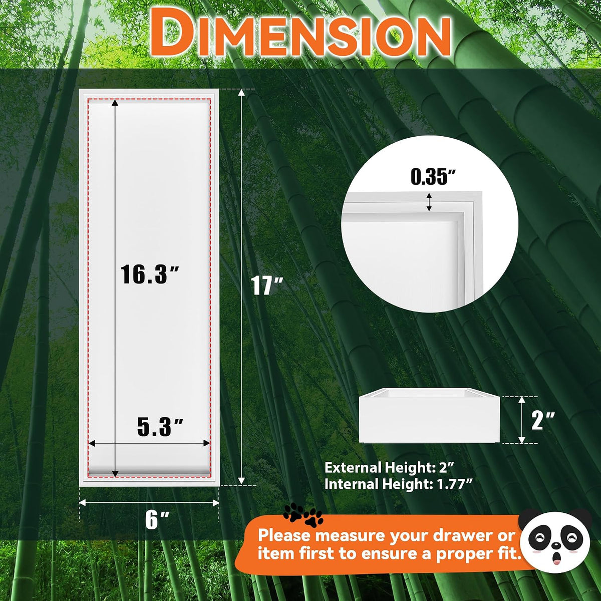 Lixple Bamboo Kitchen Drawer Organizer, 2 Pack, 17" x 6" x 2", White