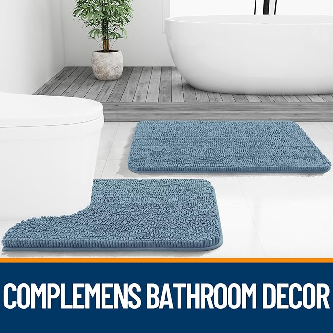 OLANLY Large Bathroom Rugs 50x30, Extra Soft Absorbent Chenille Bath Rugs