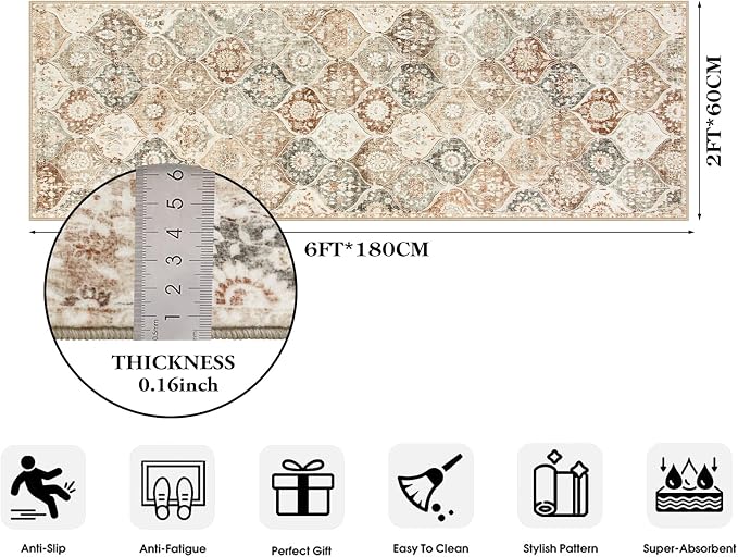Lahome Moroccan Trellis Hallway Runner Rug, 2x6 Kitchen Runner Rugs Non Skid