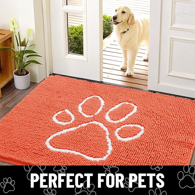 Smiry Dog Door Mat for Muddy Paws, Absorbent Dirt Trapper Non Slip Quick Dry