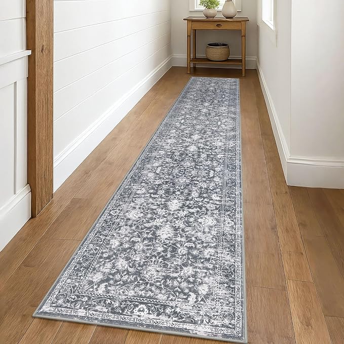 KILOCOCO Runner for Hallway 2x10 Runner Rug Printed Vintage Floral Washable Rug