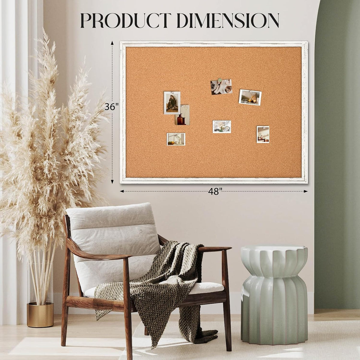 Large Cork Board Bulletin Board, 48"x36" Corkboard for Wall