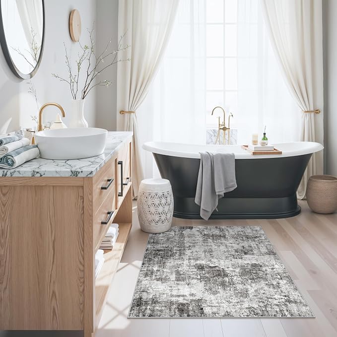 3x3 Square Entryway Rug Washable – Non-Slip Small Area Rug