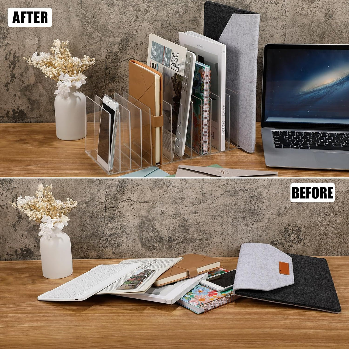 Ctosree 15 Compartments Acrylic Desk File Organizer