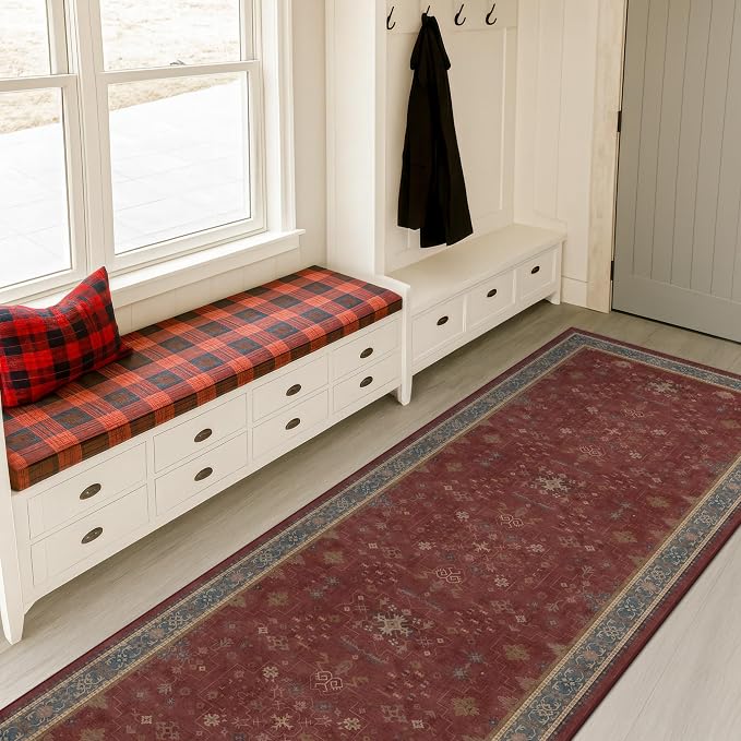 Red 2x8 Long Hallway Runner Rug
