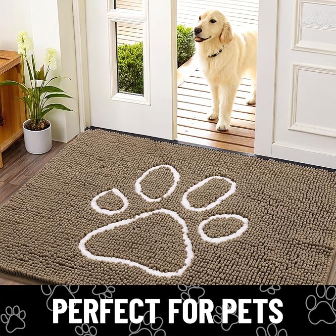 Smiry Dog Door Mat for Muddy Paws, Absorbent Dirt Trapper Non Slip Quick Dry