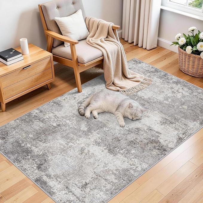 Abstract 3x5 Entryway Area Rugs: Machine Washable Anti-Slip Cozy Rug